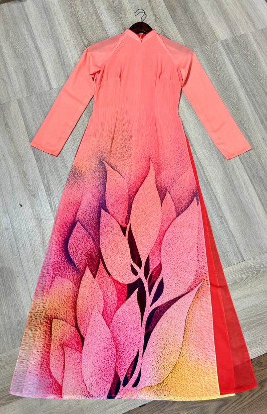 A62 - Áo Dài Chiffon 4 Tà Coral