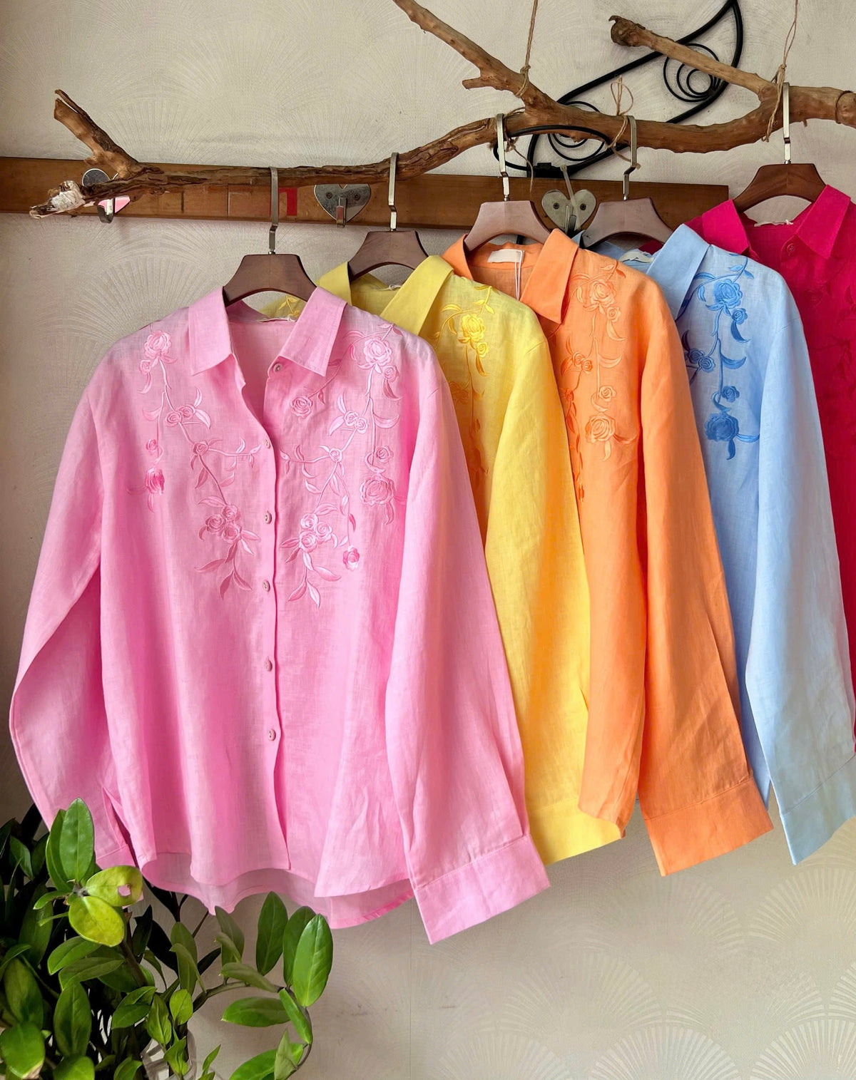 L11/13/14/19 - Linen Sơ Mi Thêu Đơn Sắc
