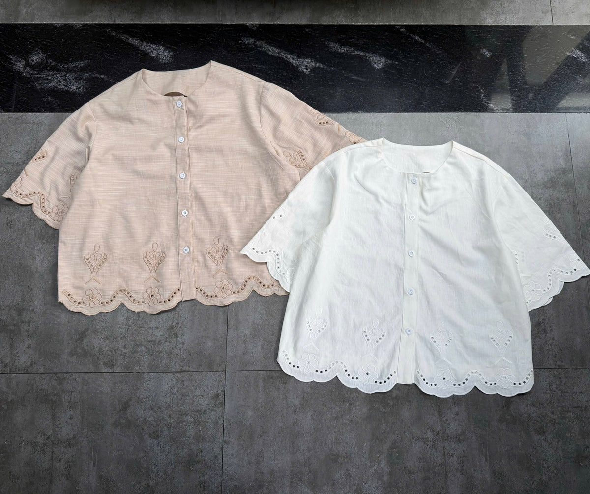 L143/L144 - Blend Linen Shirt Thêu