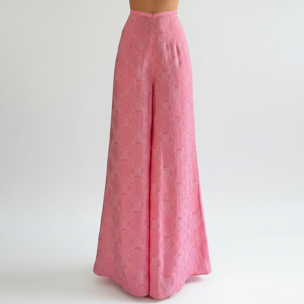 D02 - Flared Pants Nha Xá Silk Pink | Quần Ống Xéo