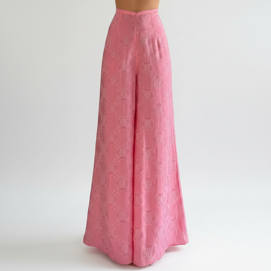 D02 - Flared Pants Nha Xá Silk Pink | Quần Ống Xéo