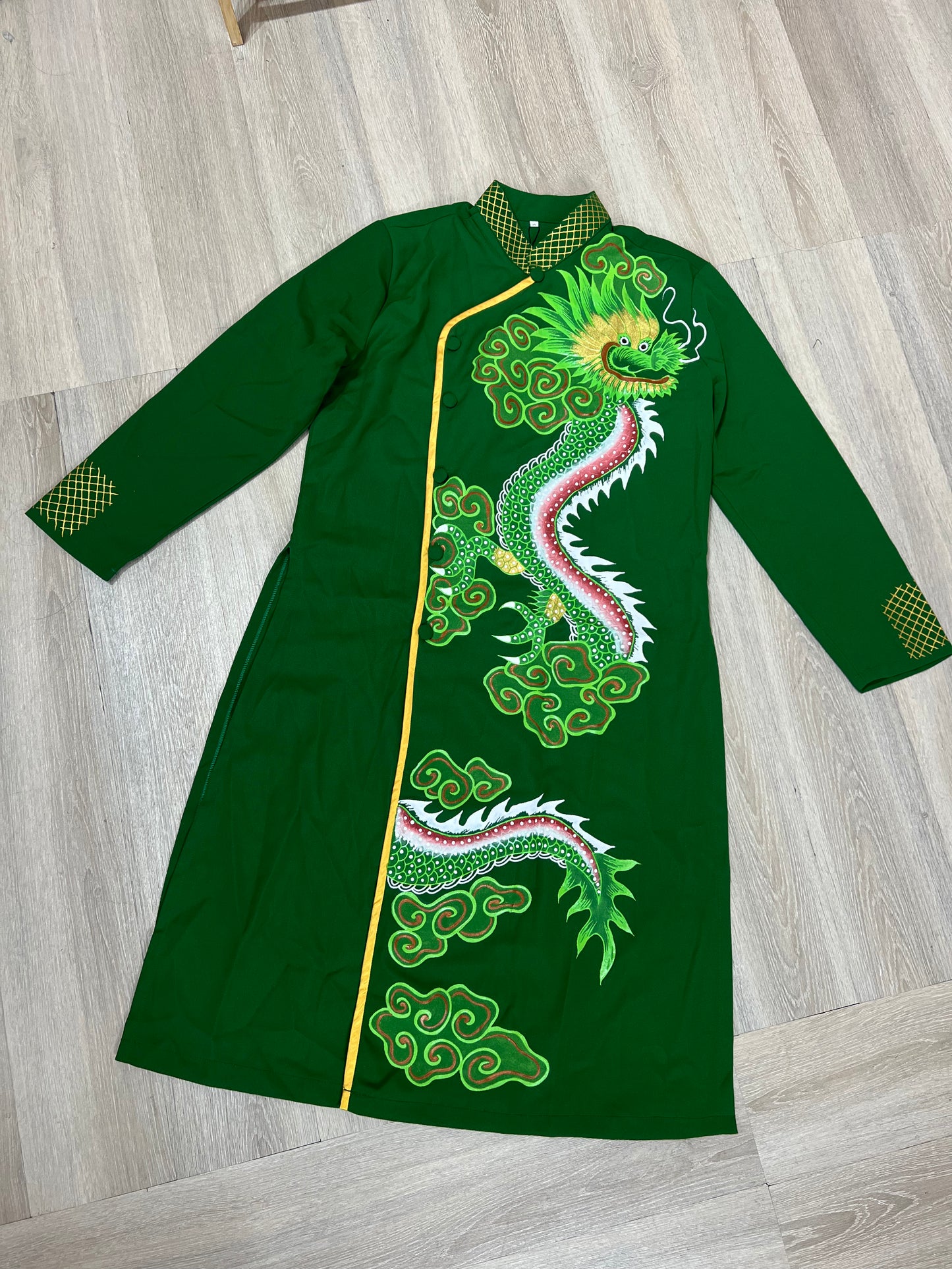 A97 - Men’s Áo Dài Vẽ Tay Green