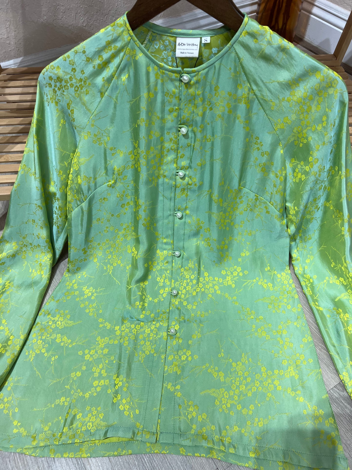 B03 - Áo Bà Ba Gấm Hai Da Xanh Cốm | Áo Only