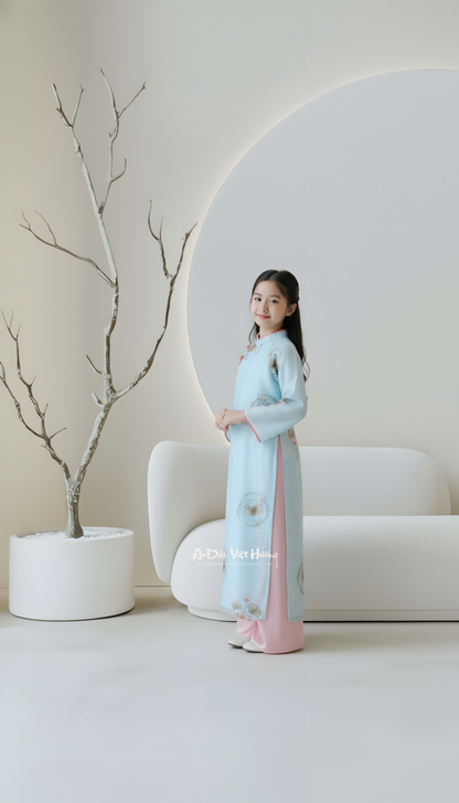 G1 - Girl’s Áo Dài Tơ Thêu 4 Tà (Áo only)