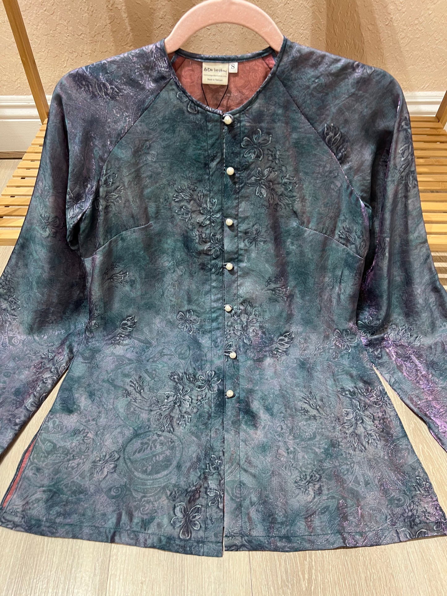 B09 - Áo Bà Ba Tencel Mộc Lan Xanh Ánh Hồng