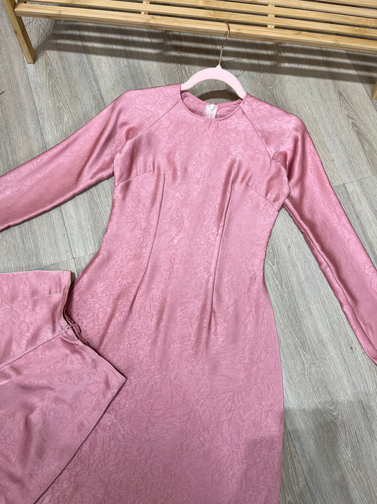 A8 - Set Áo Dài Lụa Tiêu Giao Hồng Đậu (kèm quần Tiêu Giao)