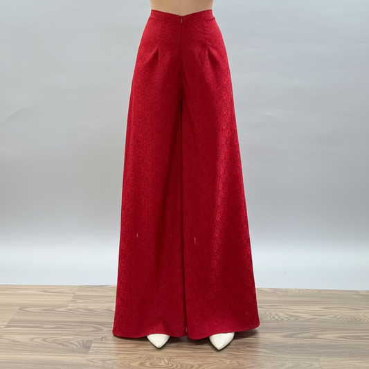 R8 -  Regular Pants Gấm Hoa Cúc Đỏ | Quần Ống Xéo