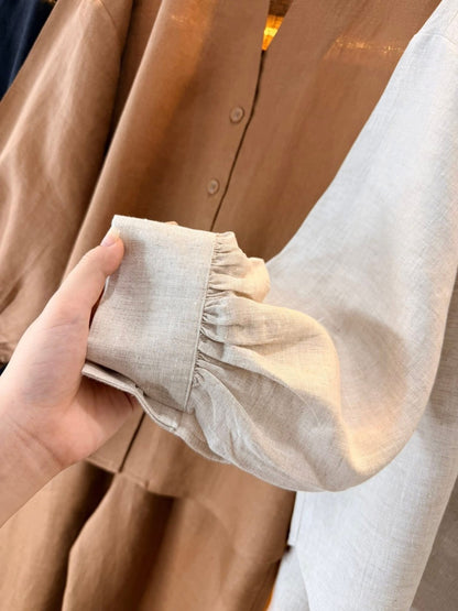 L96->98 - Set Áo Cổ V + quần | Premium Heavyweight Linen