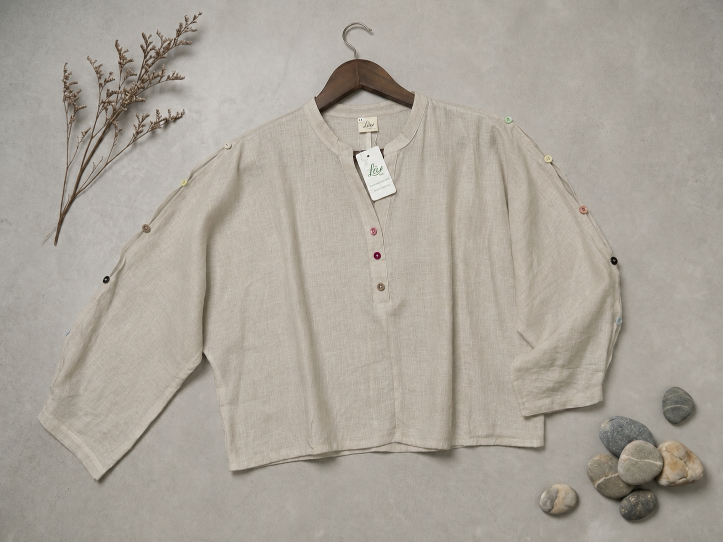 L41->58 - Áo Linen Phối Nút Cánh Tay