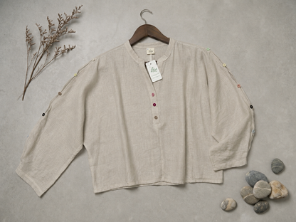 L41->58 - Áo Linen Phối Nút Cánh Tay