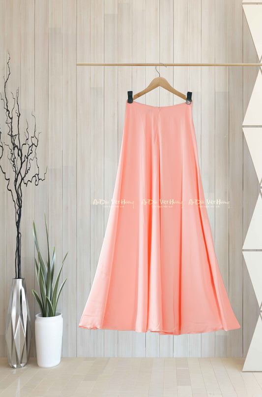 522 - Light Peach Pink Thái Tuấn Silk Skirt Pants (Quần Váy Ống Xéo Lụa Thái Tuấn Hồng Đào Nhạt)