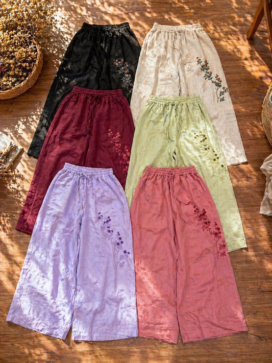 L128/L29 - Quần Linen Thêu. Final sale (no return/exchange).