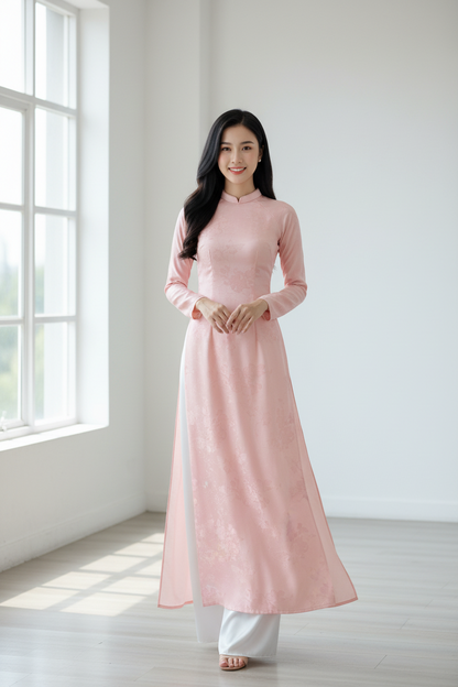 A85 - Áo Dài Lụa Châu Giang Hồng | Áo Only