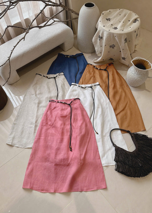 L41 - Linen tưng pre Skirt (kèm belt)