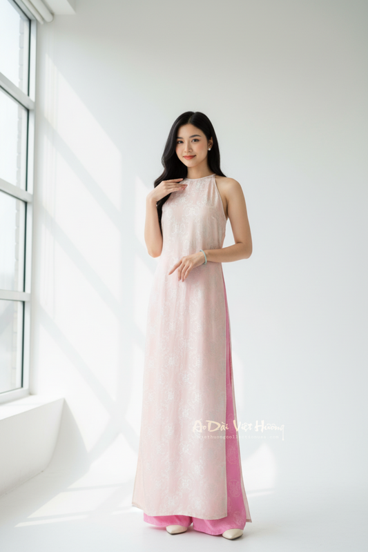 A03 - Áo Dài Yếm Tơ Tằm Nha Xá Hồng Phấn | Áo Only