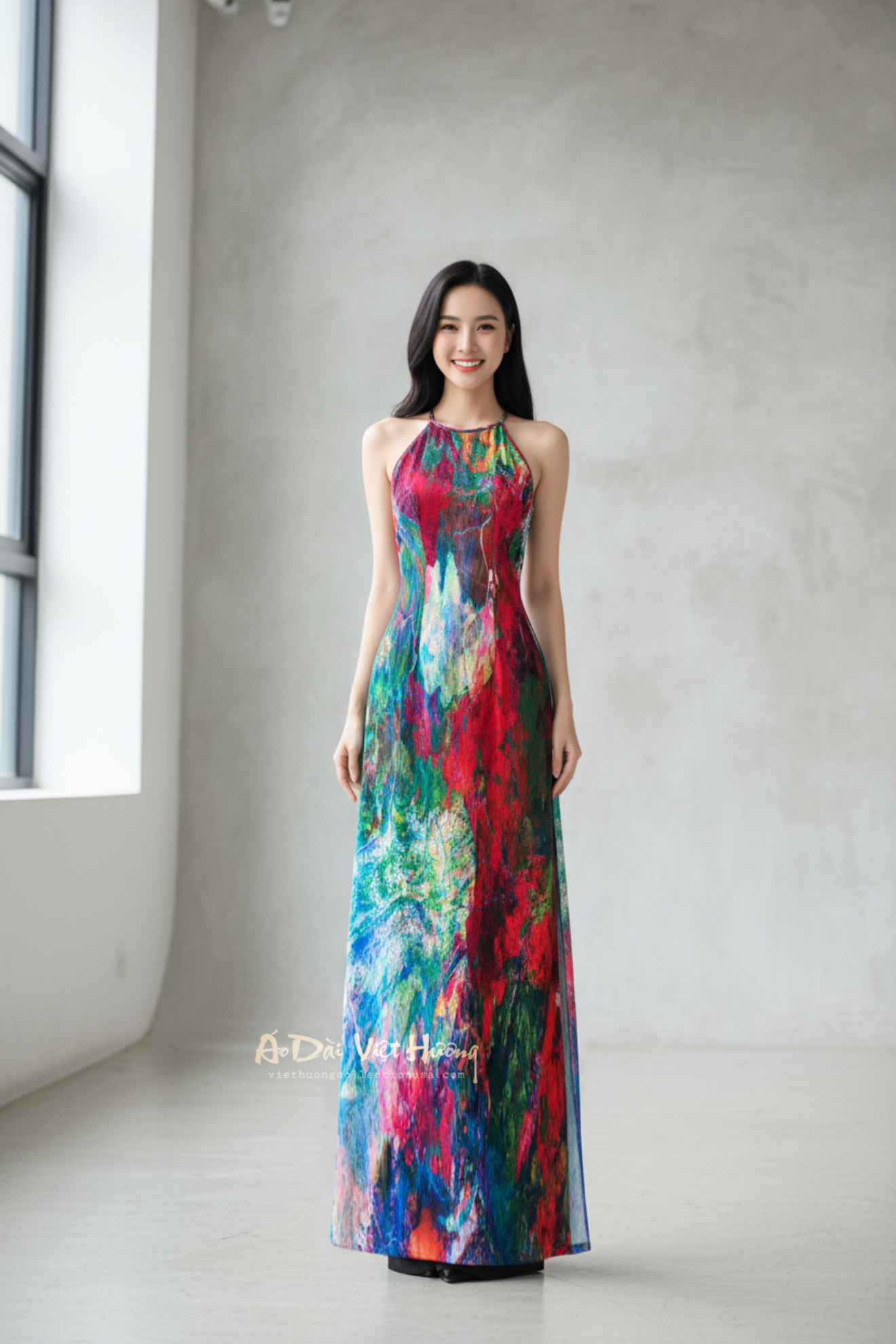A47 - Áo Dài Yếm Lụa Tiêu Giao Hồng