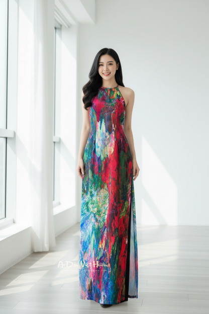 A47 - Áo Dài Yếm Lụa Tiêu Giao Hồng