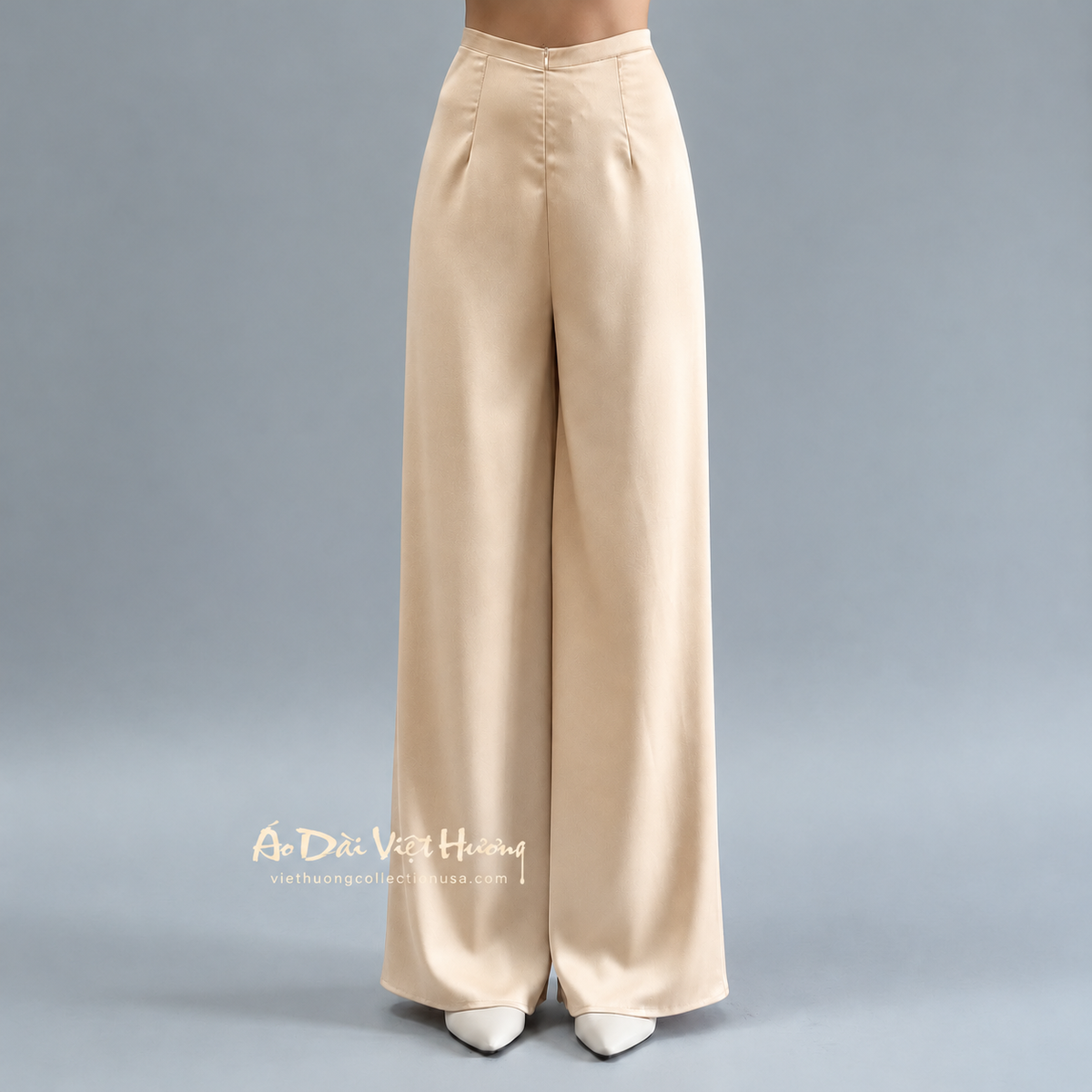 R54 - Flared Pants Creamy Tô Châu Silk | Quần Ống Xéo