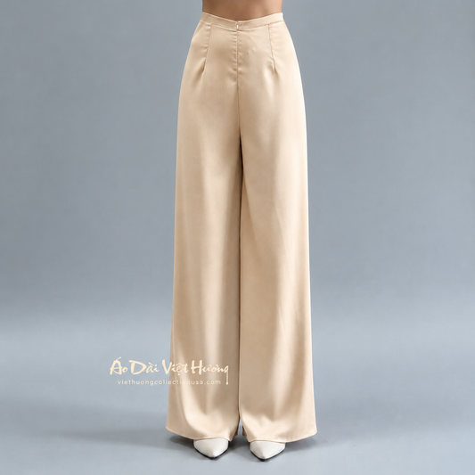 R54 - Flared Pants Creamy Tô Châu Silk | Quần Ống Xéo