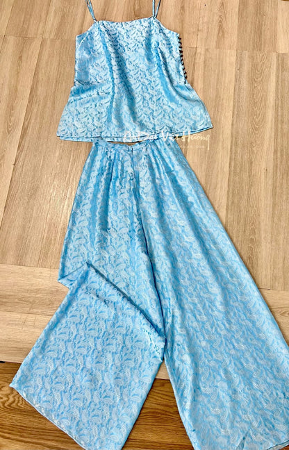 B36 - Set Áo Yếm Lụa Tơ Tằm Nha Xá Blue Sky