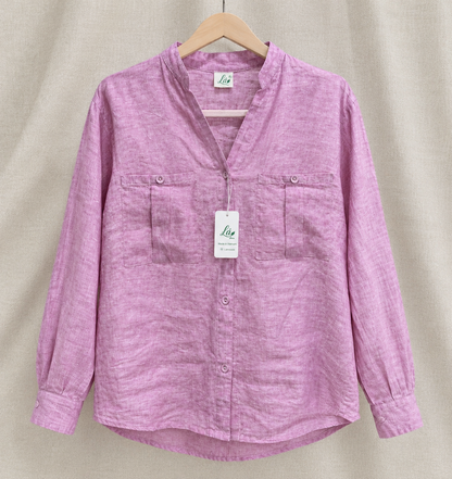L218->223 - Sơ Mi Cổ Trụ Linen Châu Âu