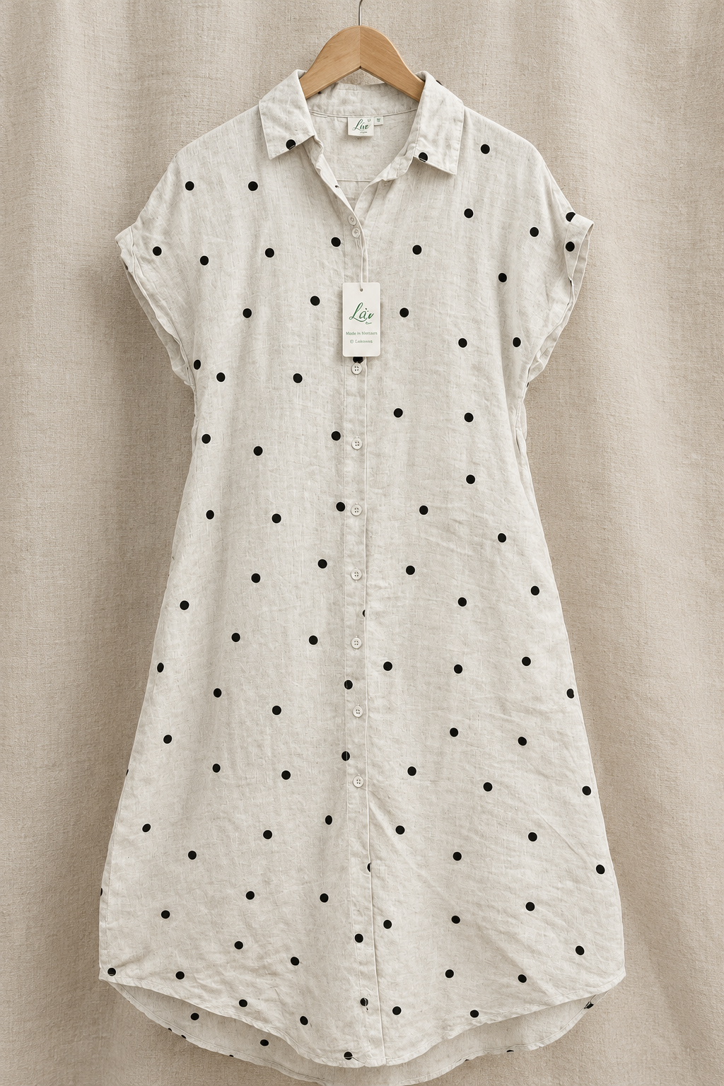 L02/04 - Linen Dress Châu Âu Bi Thêu