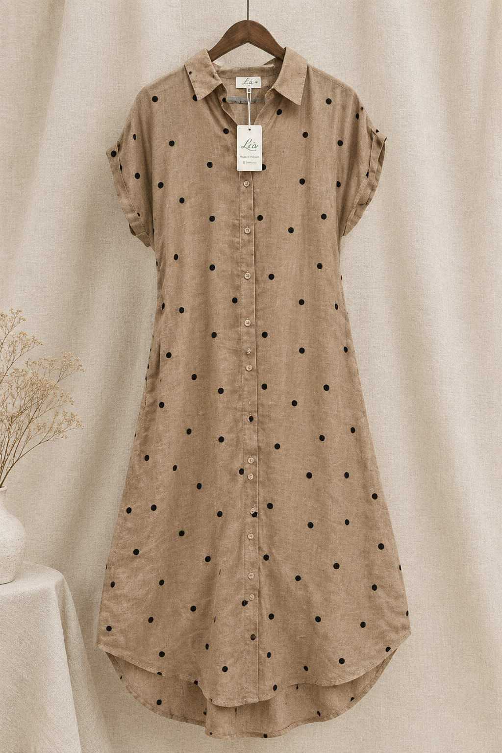 L02/04 - Linen Dress Châu Âu Bi Thêu