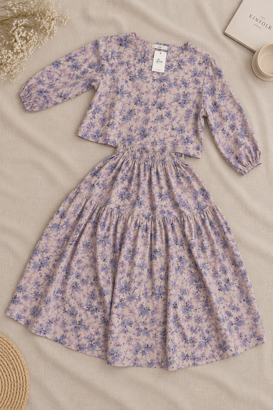 L05/06 - 100% Linen Tơ Set Váy. Final sale (no return/exchange).