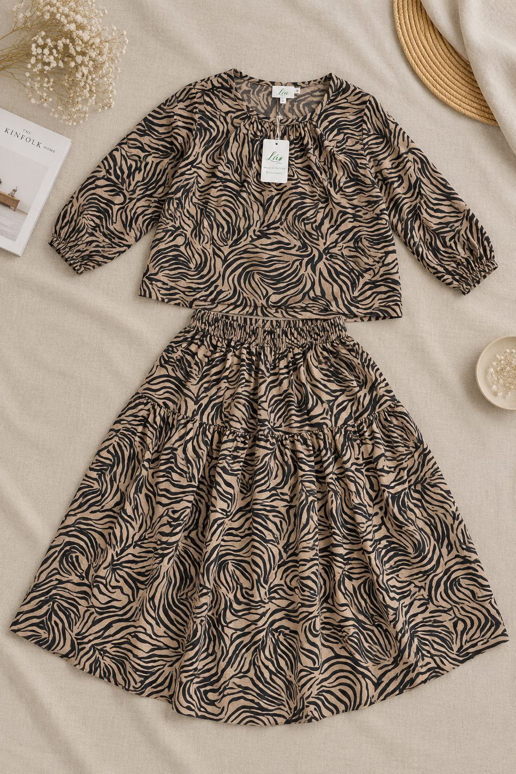 L05/06 - 100% Linen Tơ Set Váy. Final sale (no return/exchange).