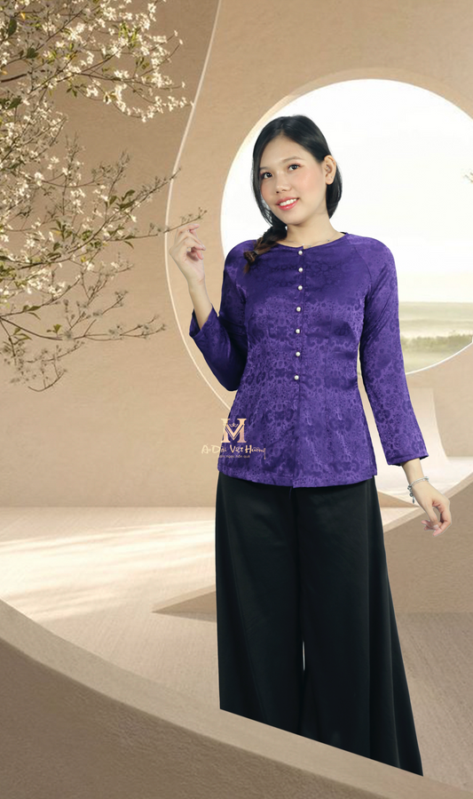 B4 - Áo Bà Ba Gấm Lụa Purple