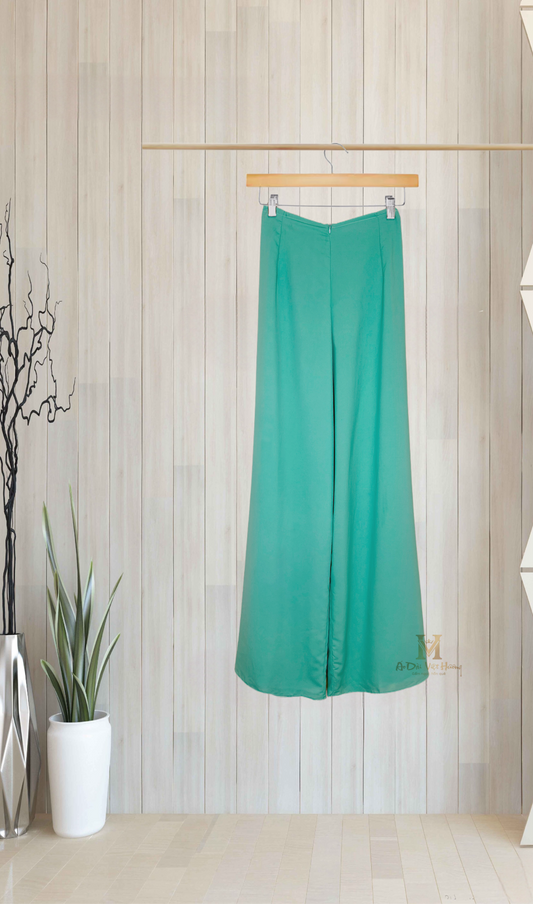499 - Turquoise Regular Pants Double Layers Silk (Quần ống thường 2 lớp)