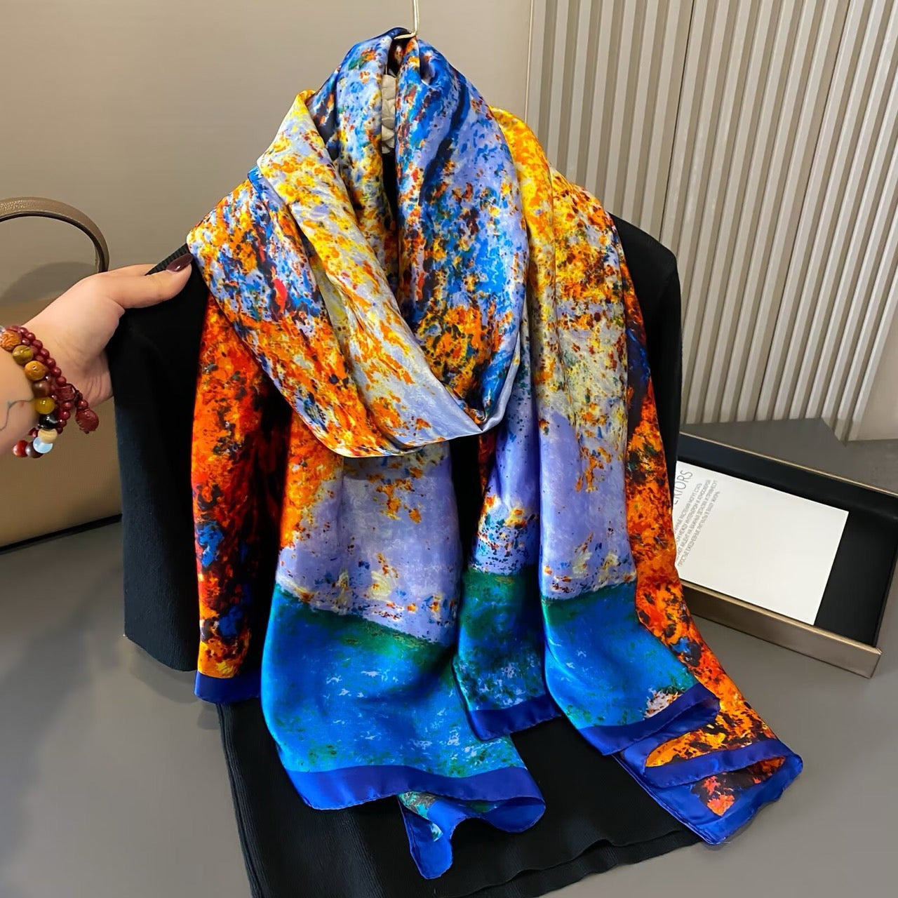 K19 - Silk Scarf Blue/Orange