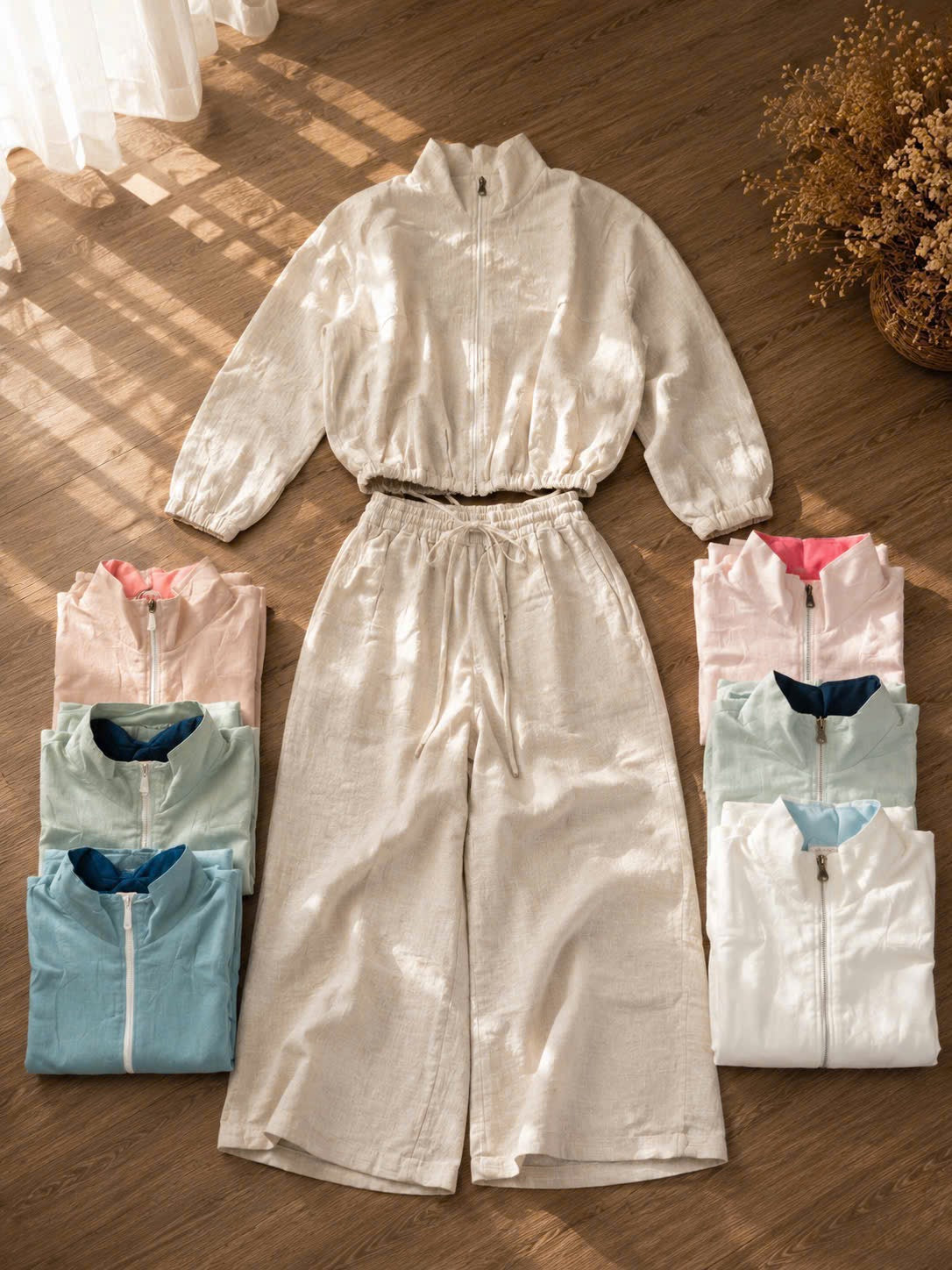 L01->08- Set Áo Khoác 2 lớp Linen | Kèm quần