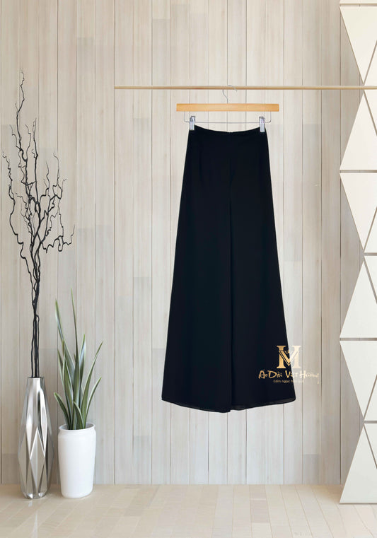 R20 - Double Layers Black Chiffon Regular Pants