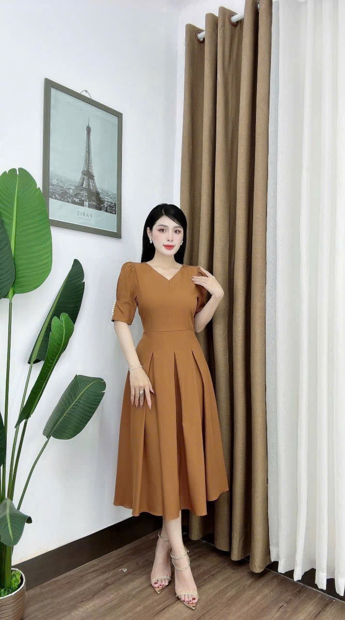 D12 - Midi Dress Solid Brown