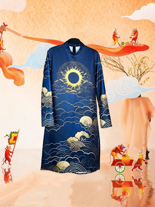 A122 - Men’s Áo Dài In Navy Blue