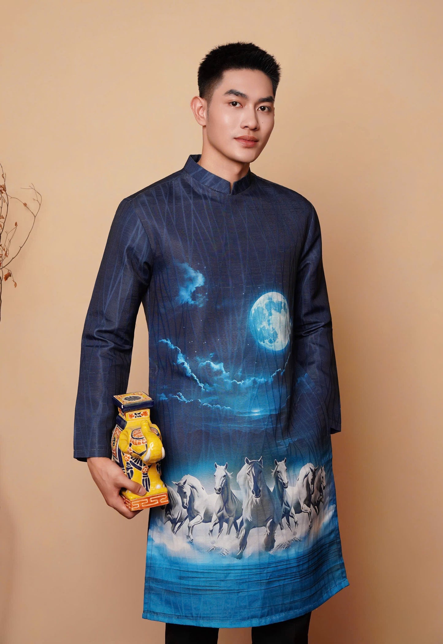 A127 - Men’s Áo Dài Dark Blue