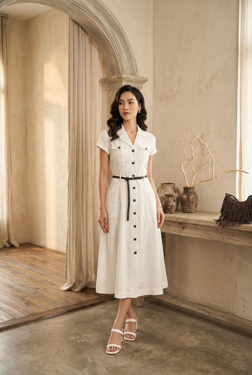 L94/100 - Dress Linen Lửng