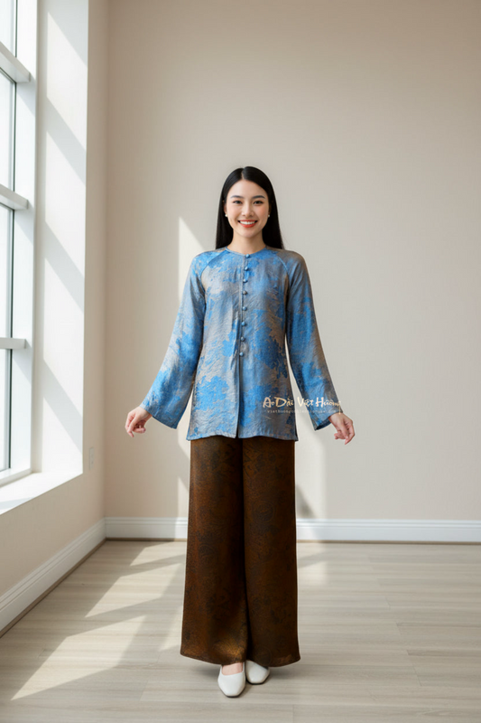 B4 - Áo Bà Ba Tencel Xanh | Áo Only