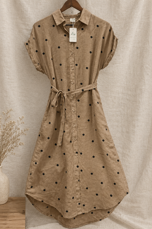 L02/04 - Linen Dress Châu Âu Bi Thêu