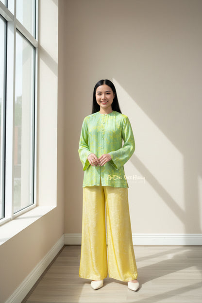 B03 - Áo Bà Ba Gấm Hai Da Xanh Cốm | Áo Only