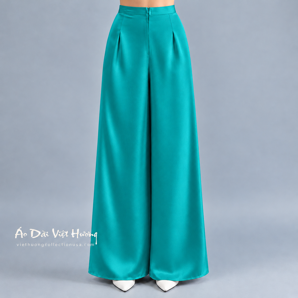 R61 - Flared Pants Tô Châu Silk Turquoise | Quần Ống Xéo