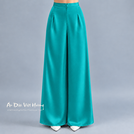 R61 - Flared Pants Tô Châu Silk Turquoise | Quần Ống Xéo