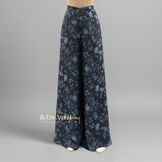 R50 - Flared Pants Gấm Đen Ánh Xám | Quần Ống Xéo