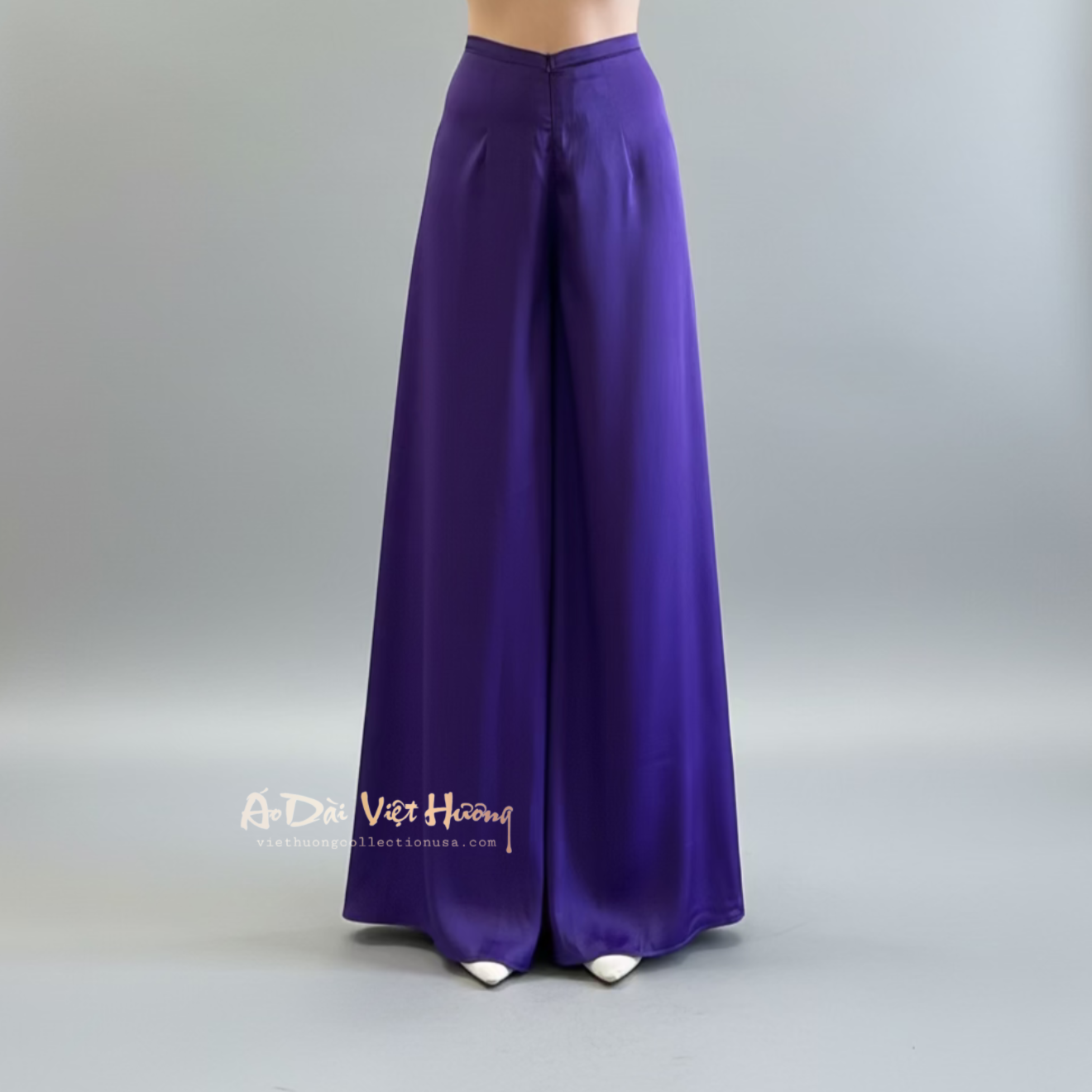 R27 - Flared Pants lụa Ánh Sao Tím | Quần Ống Xéo