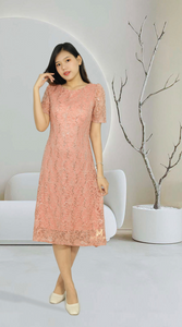 914 - Lace Fabric Dress Earthy Pink