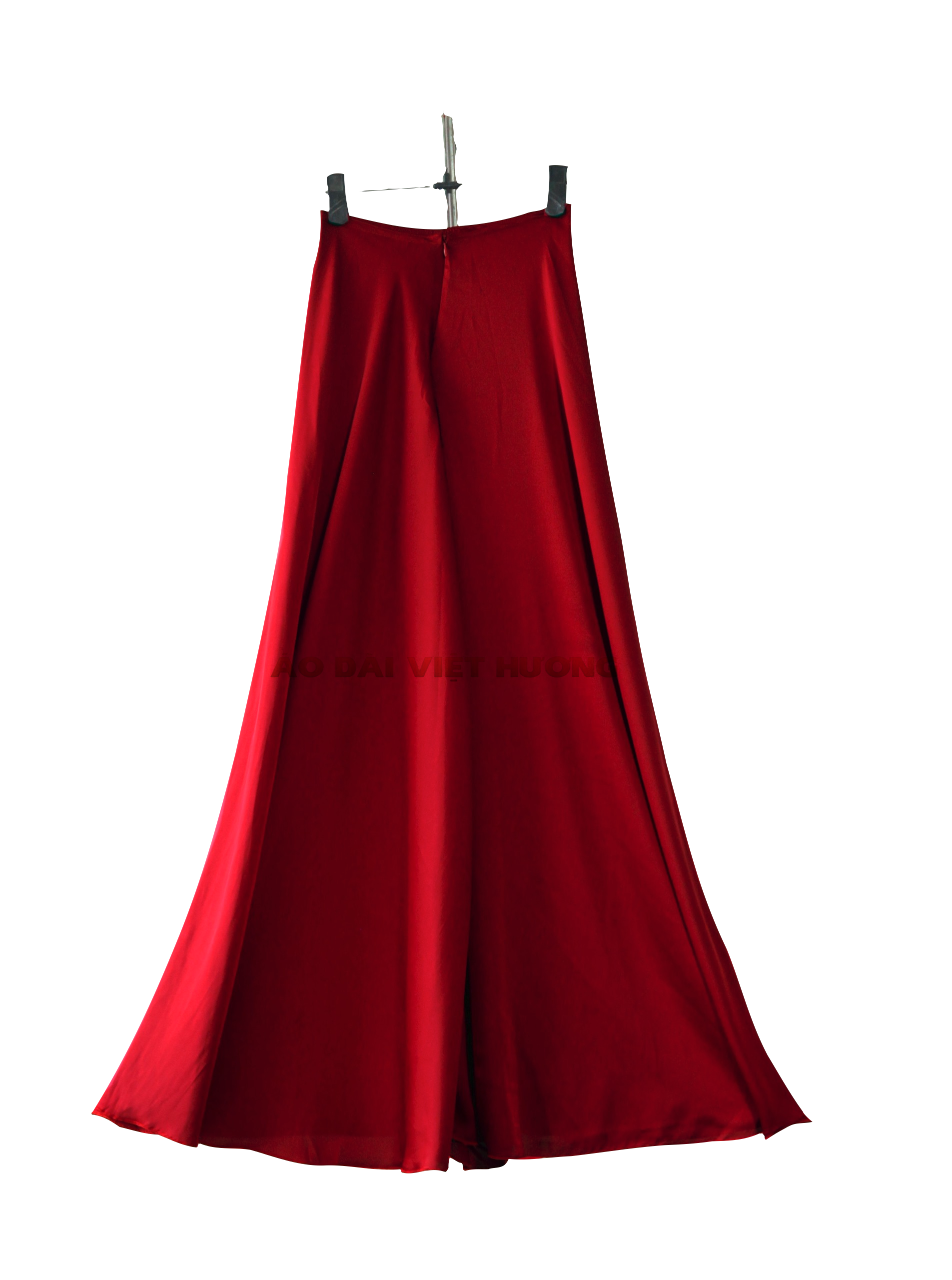 506 - Carmine Red Thái Tuấn Silk Skirt Pants (Quần Váy Ống Xéo Lụa Thá ...