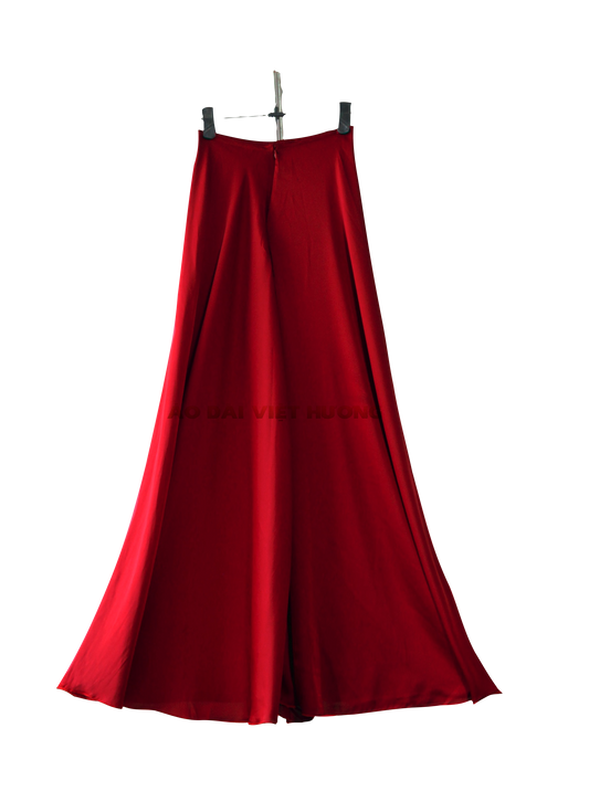 506 - Quần Váy Lụa Thái Tuấn Đỏ Carmine (Quần Váy Ống Xéo Lụa Thái Tuấn Đỏ Đô)