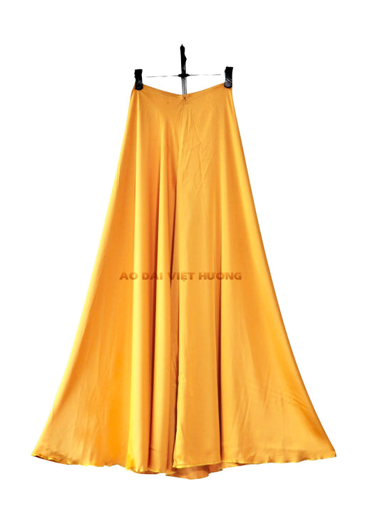 503 - Golden Yellow Thái Tuấn Silk Skirt Pants (Quần Váy Ống Xéo Lụa Thái Tuấn Vàng)