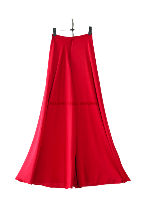 505 - Red Thái Tuấn Silk Skirt Pants (Quần Váy Ống Xéo Lụa Thái Tuấn Đỏ)